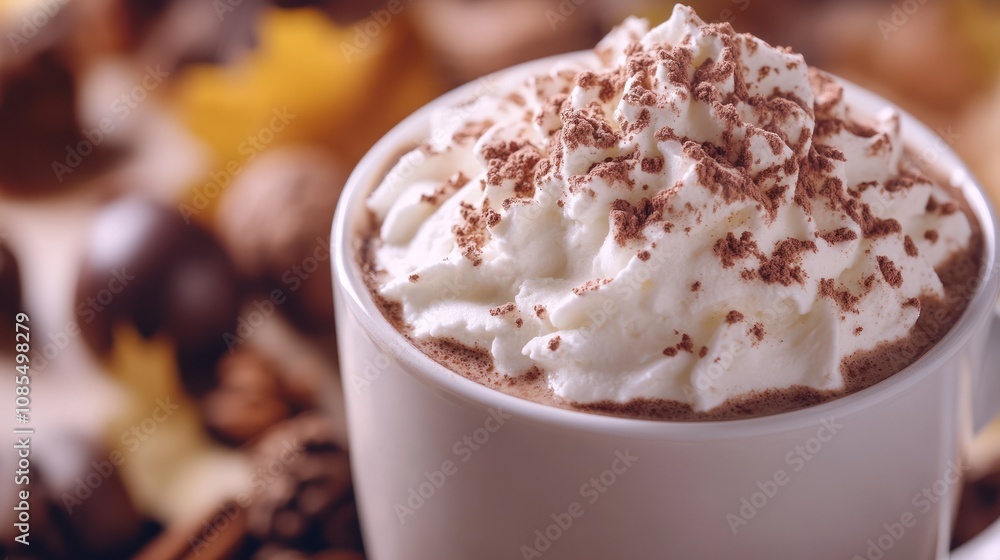 Hot Chocolate with Whipped Cream and Cocoa Powder Hot Chocolate with Whipped Cream and Cocoa Powder