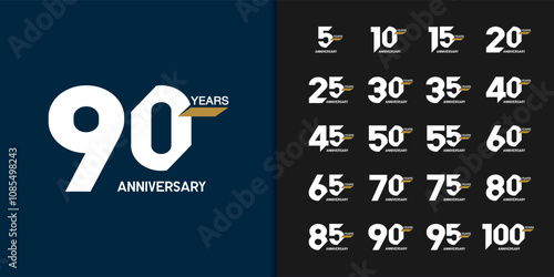 Trendy anniversary logotype set. Modern geometric anniversary celebration icons design.