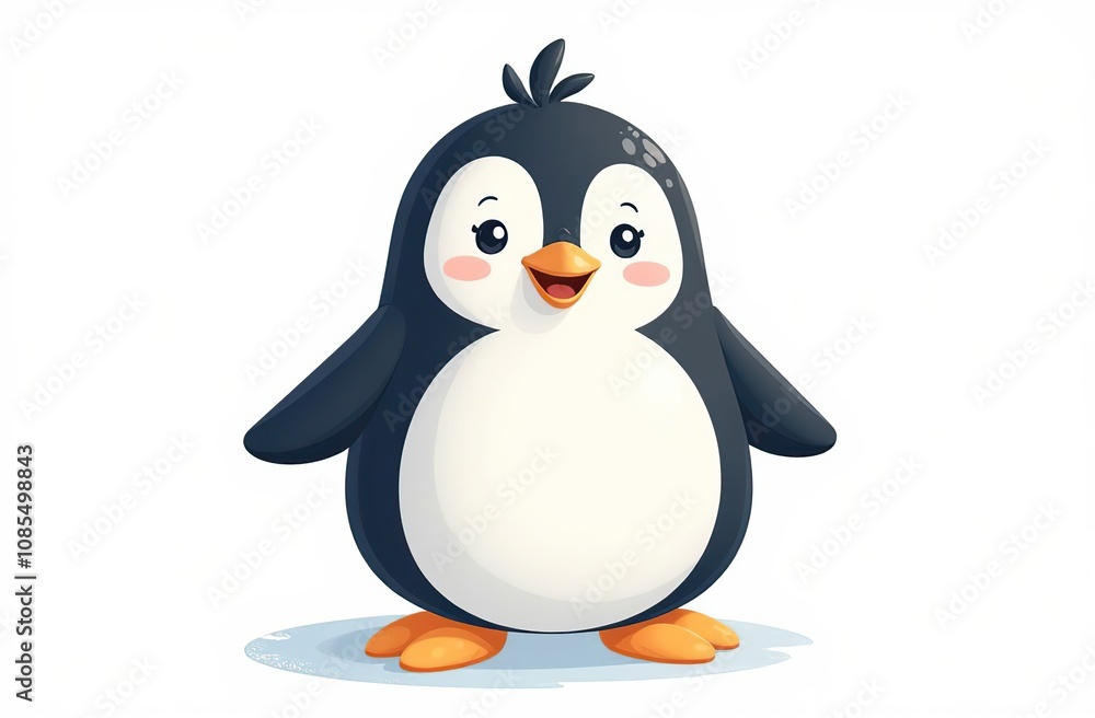 Obraz premium Cute cartoon penguin celebrating World Animal Day in a bright and cheerful setting on white background