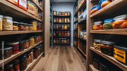 Wallpaper Mural Organized pantry filled with jars and canned goods. Torontodigital.ca