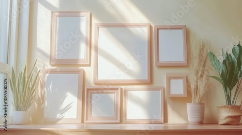 Empty Picture Frames with Sunlight