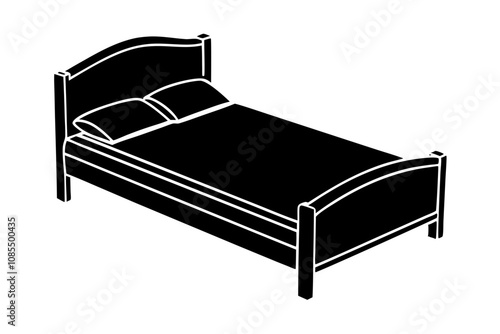 Bed vector icon with bedspread isolated on white background. Bed silhouette icon vector illustration design.