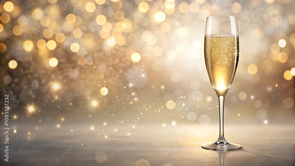 Champagne glass sparkling on golden festive background for new year's eve Champagne glass sparkling on golden festive background for new year's eve