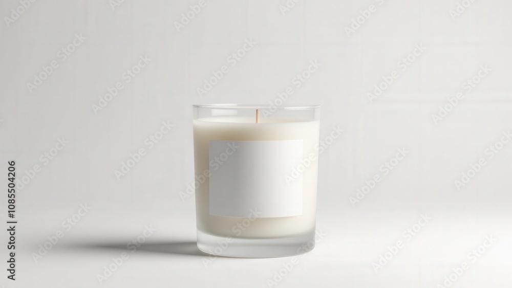 Professional candle packaging mockup featuring a frosted jar with a blank label, perfect for branding and logo presentations. Professional candle packaging mockup featuring a frosted jar with a blank label, perfect for branding and logo presentations.