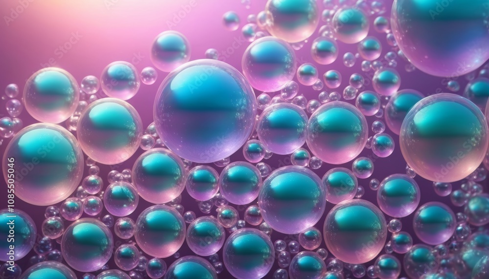 Dreamy iridescent bubble texture background featuring soothing blue and purple spheres Dreamy iridescent bubble texture background featuring soothing blue and purple spheres