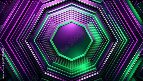 abstrakter futuristischer hintergrund mit lila grunen hexagons photo