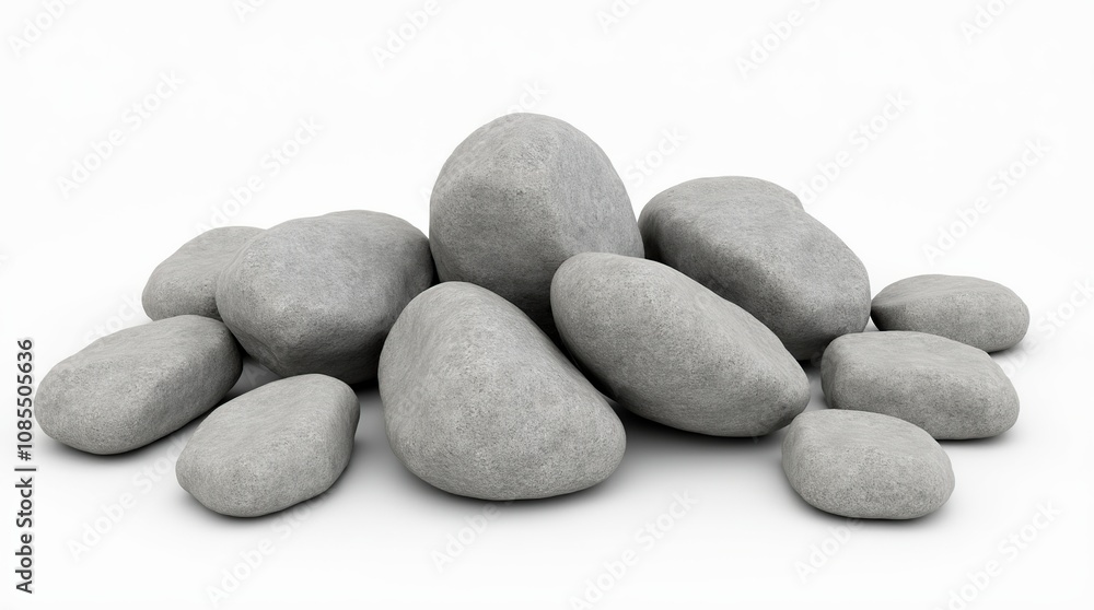 Collection of Realistic 3D Rendered Stones on White Background Collection of Realistic 3D Rendered Stones on White Background