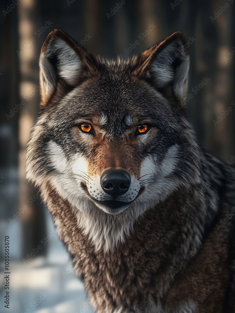 Powerful and Fierce Snarling Wolf in Dramatic Wilderness Setting Powerful and Fierce Snarling Wolf in Dramatic Wilderness Setting