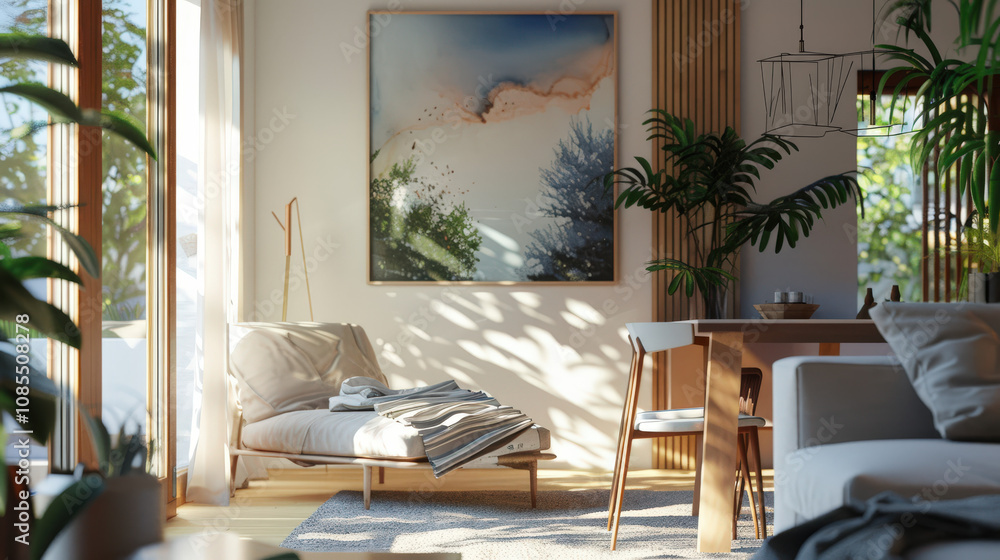 Fototapeta premium frame mockup interior mockup, frame on wall