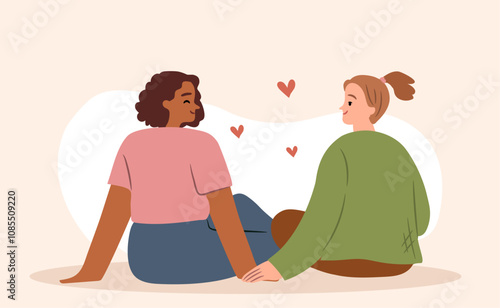 Love equality concept with gay female couple in love.