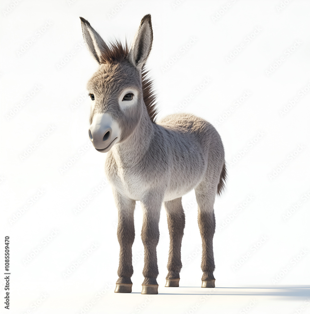 cute donkey standing on a white background cute donkey standing on a white background