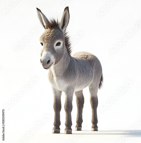 cute donkey standing on a white background