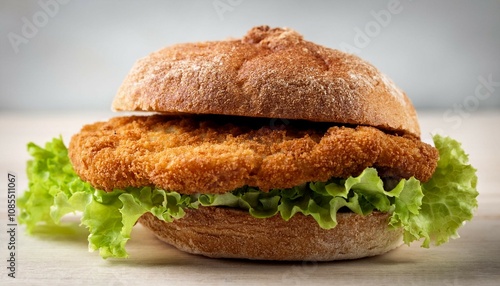 pork schnitzel sandwich with lettuce