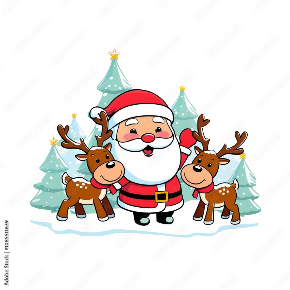 Santa Claus and his reindeer, Christmas cheer! Santa Claus and his reindeer, Christmas cheer!