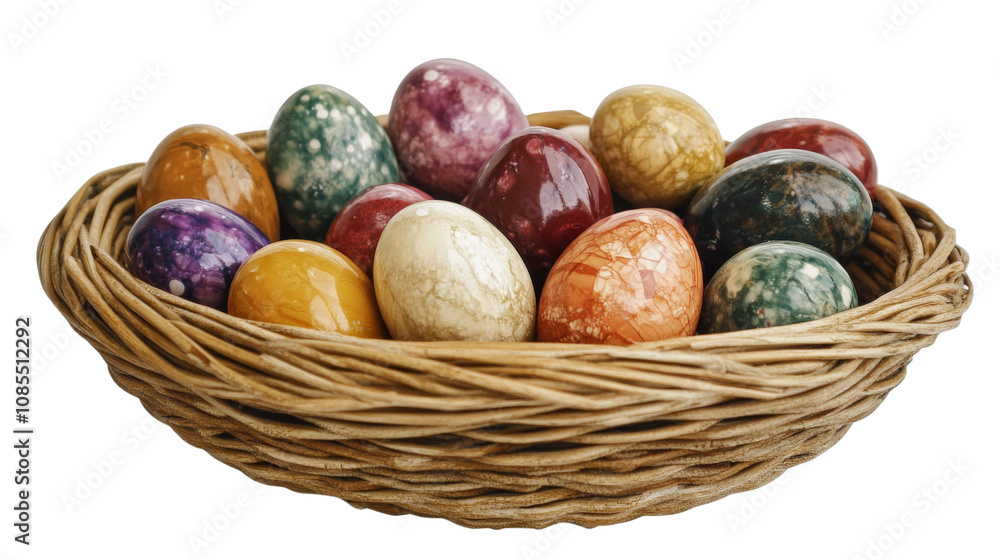 Basket with Easter eggs transparent background Basket with Easter eggs transparent background