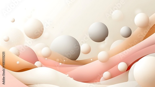 Abstract background with 3D shapes and spheres