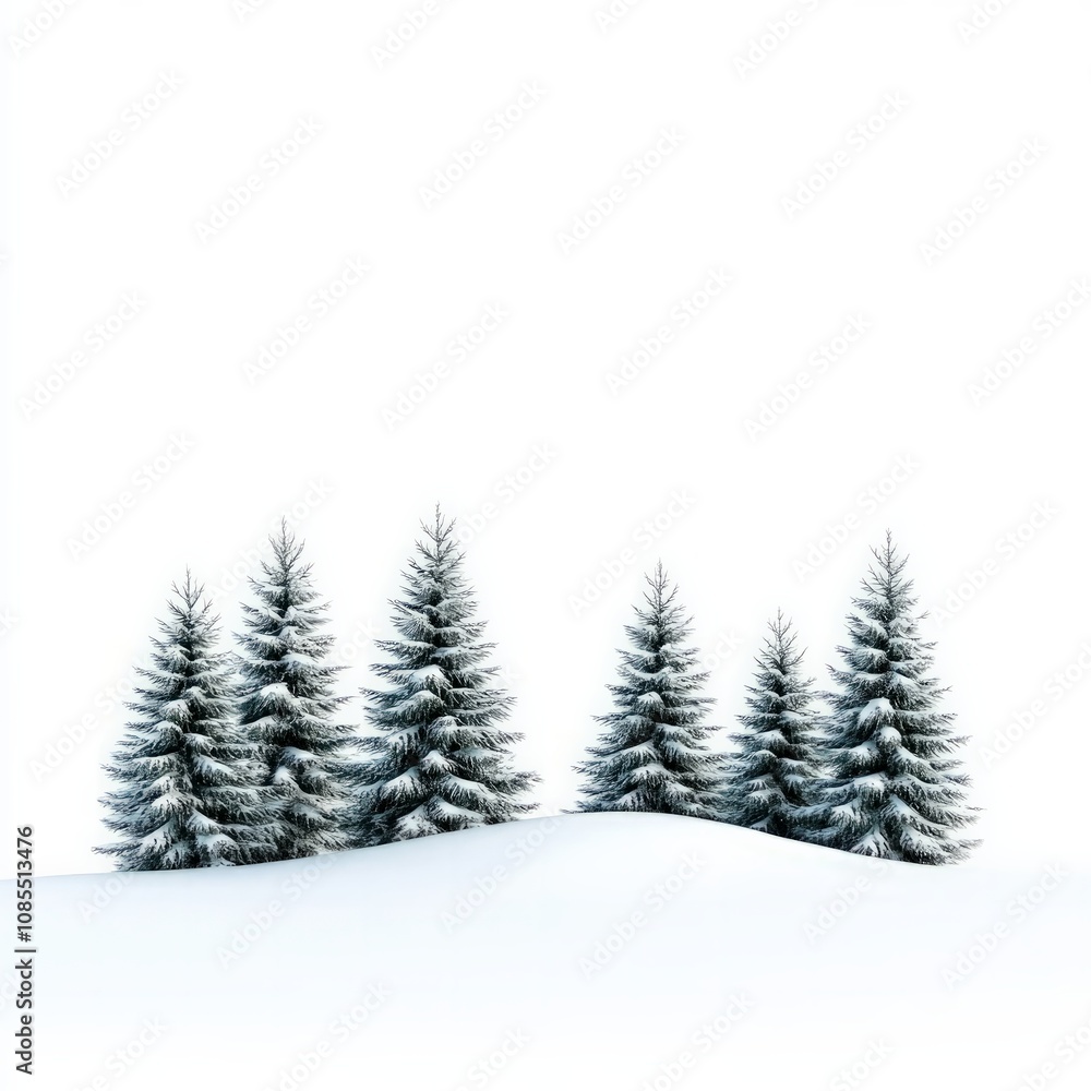 Fototapeta premium Winter wonderland scene featuring snow-covered pine trees in a serene landscape nature photography tranquil atmosphere aerial view