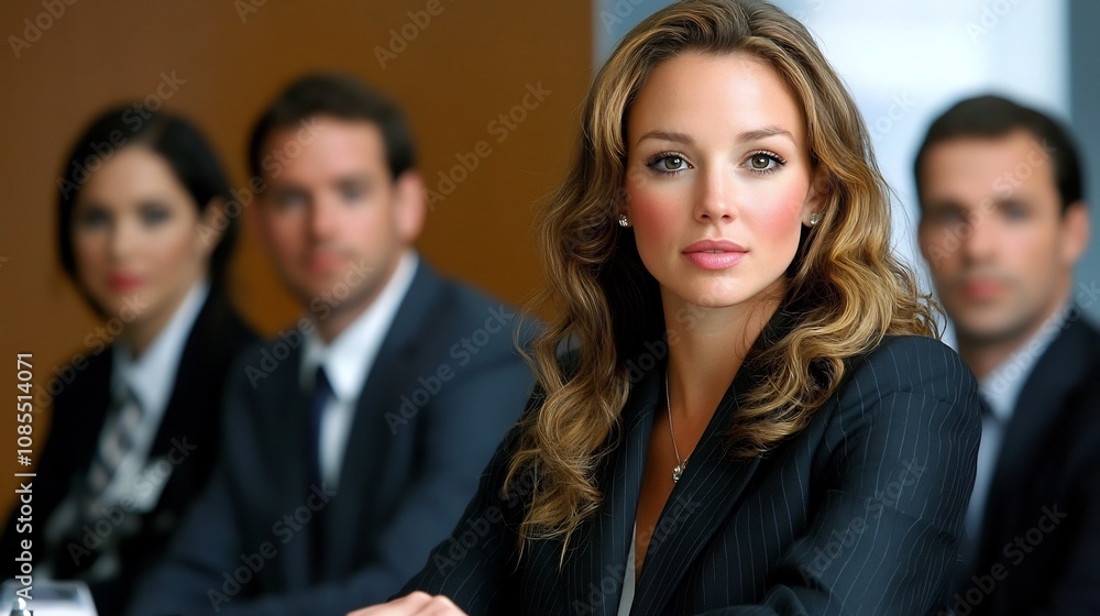 Confident Woman Giving Engaging Presentation to Professional Business Team Confident Woman Giving Engaging Presentation to Professional Business Team