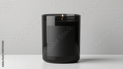 Obraz na płótnie Realistic candle with box mockup featuring a sleek matte black candle and packaging, perfect for branding presentations. w salonie