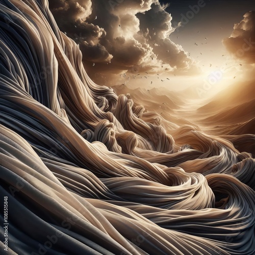 Flowing Fabric Fabric billowing in the wind capturing the moveme photo