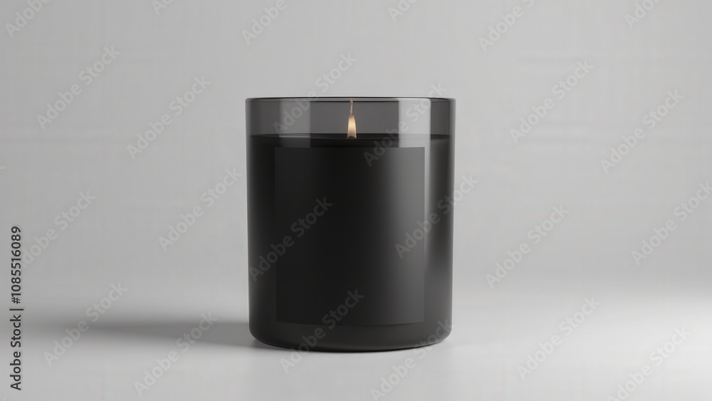 High-resolution candle jar label mockup with a matte black finish and blank label, perfect for luxury candle branding.