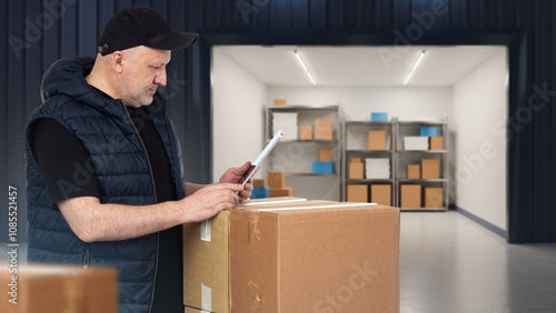 Man is standing in warehous...
