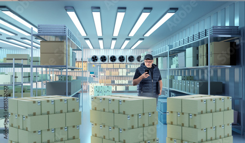 Man worker inside industria...