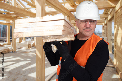 Man builder smiles. Guy bui...