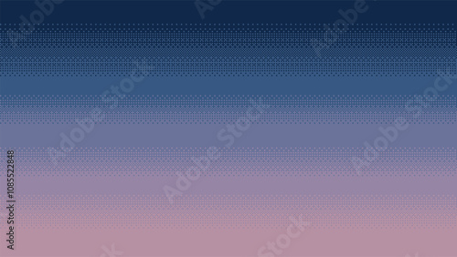 Pixel art gradient dithering background. Evening or sunset sky seamless pattern when docking horizontally, vector.