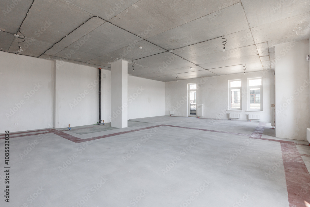 interior of the apartment without decoration in gray colors. rough finish interior of the apartment without decoration in gray colors. rough finish