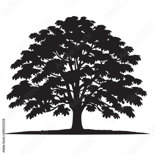 Tree silhouette vector design black on white background. Chestnut tree vector design. Chestnut tree logo, icon.