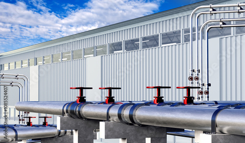 Gas pipes near industrial b...