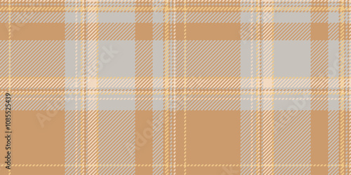 Idyllic pattern check vector, poncho fabric texture textile. Top plaid background seamless tartan in orange and grey colors.