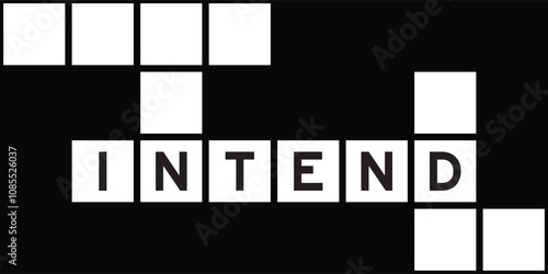 Alphabet letter in word intend on crossword puzzle background