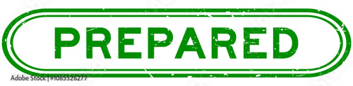 Grunge green prepared word rubber seal stamp on white background