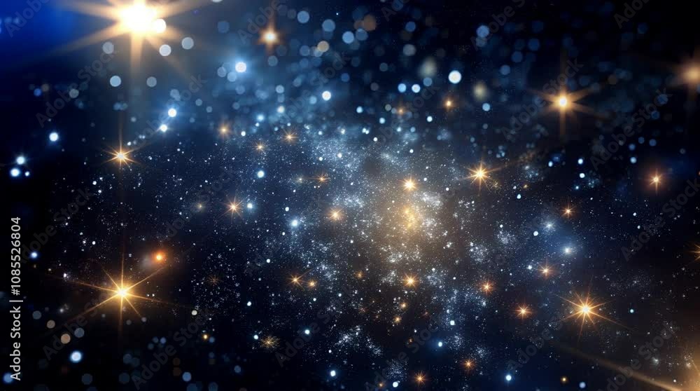 Cosmic starfield with bright stars and glowing nebula in deep space Cosmic starfield with bright stars and glowing nebula in deep space