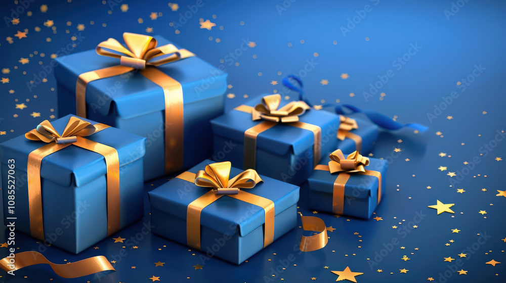 blue and golden christmas present blue and golden christmas present