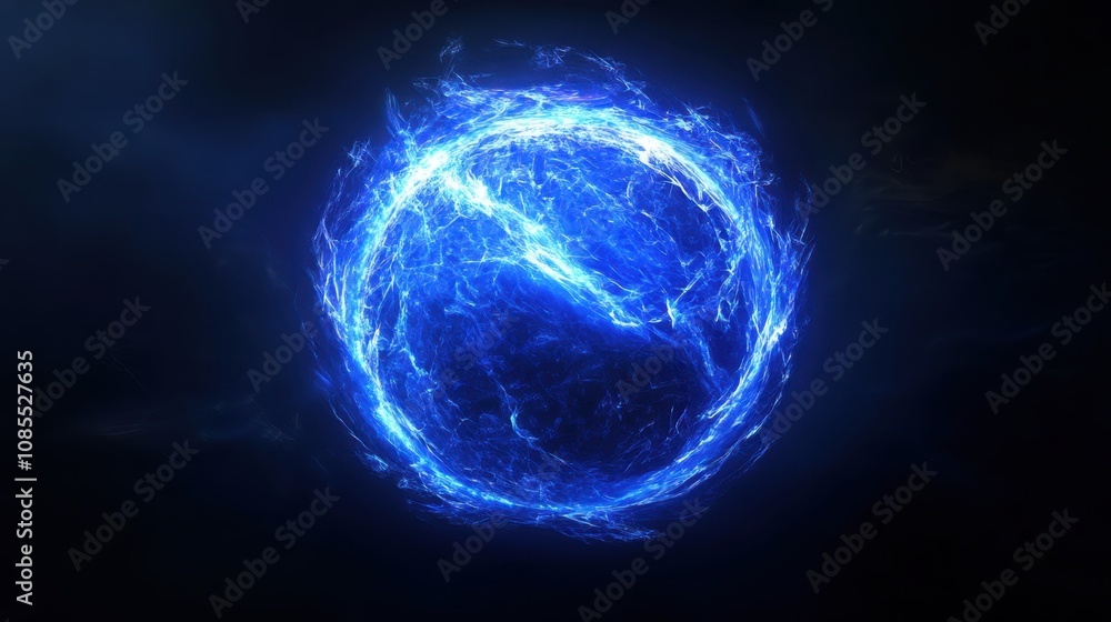 Obraz premium Glowing blue energy ring on dark background 