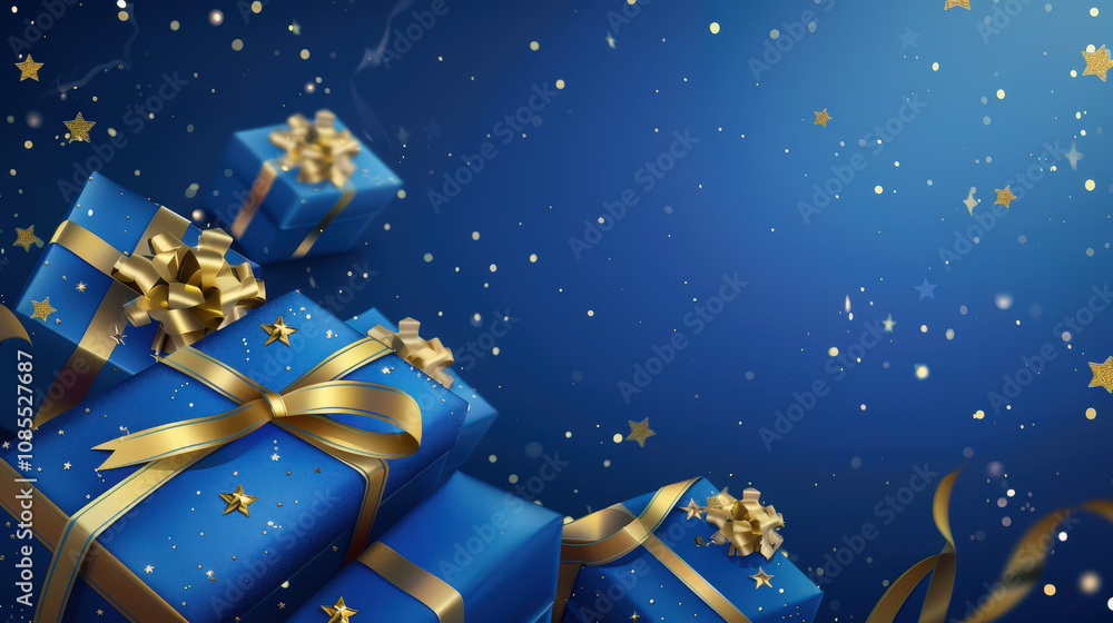 blue and golden christmas present blue and golden christmas present