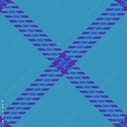 Cool plaid tartan check, clothing textile pattern vector. Decorate fabric texture seamless background in cyan and indigo colors.