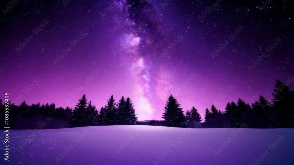 Winter nature background with frozen fir trees covered snow and ice at starry night. Beautiful aurora borealis in north pole, northern lights. Magic Christmas night Winter nature background with frozen fir trees covered snow and ice at starry night. Beautiful aurora borealis in north pole, northern lights. Magic Christmas night