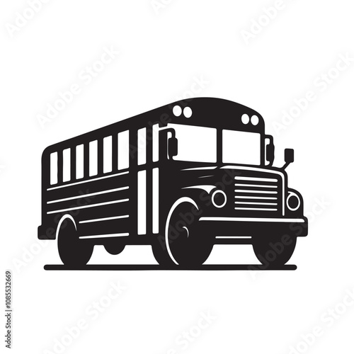 School bus silhouette vector. School bus logo, icon vector design black and white.
