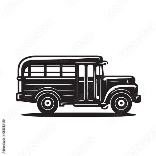 School bus silhouette vector. School bus logo, icon vector design black and white.