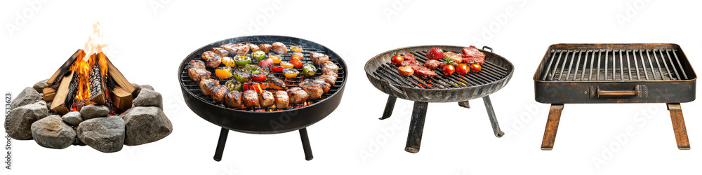 Camp Cookout Grill – Grill for Cooking Outdoors Isolated on Clear White Background Highly Detailed Camp Cookout Grill – Grill for Cooking Outdoors Isolated on Clear White Background Highly Detailed