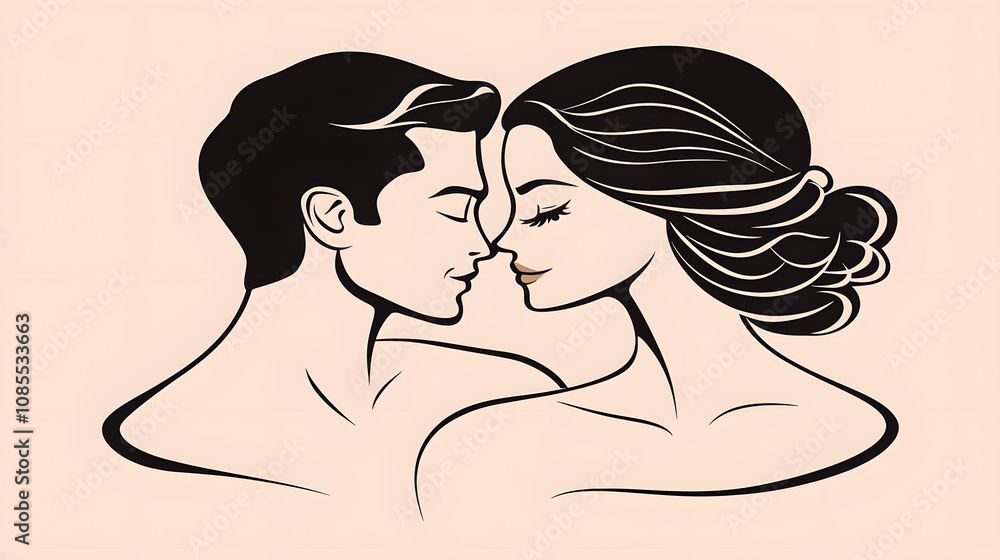 Illustration of a couple sharing a tender moment Illustration of a couple sharing a tender moment