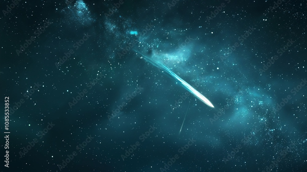 Celestial Trail: A Glimmering Comet in a Starry Sky Celestial Trail: A Glimmering Comet in a Starry Sky