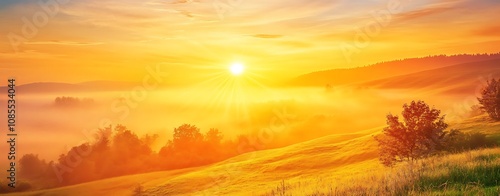 Ethereal Sunrise Over Untouched Nature Landscape photo