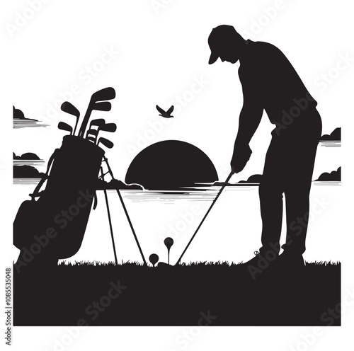 Golf player silhouette Design.