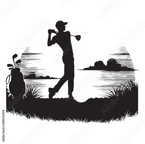 Golf player silhouette Design.