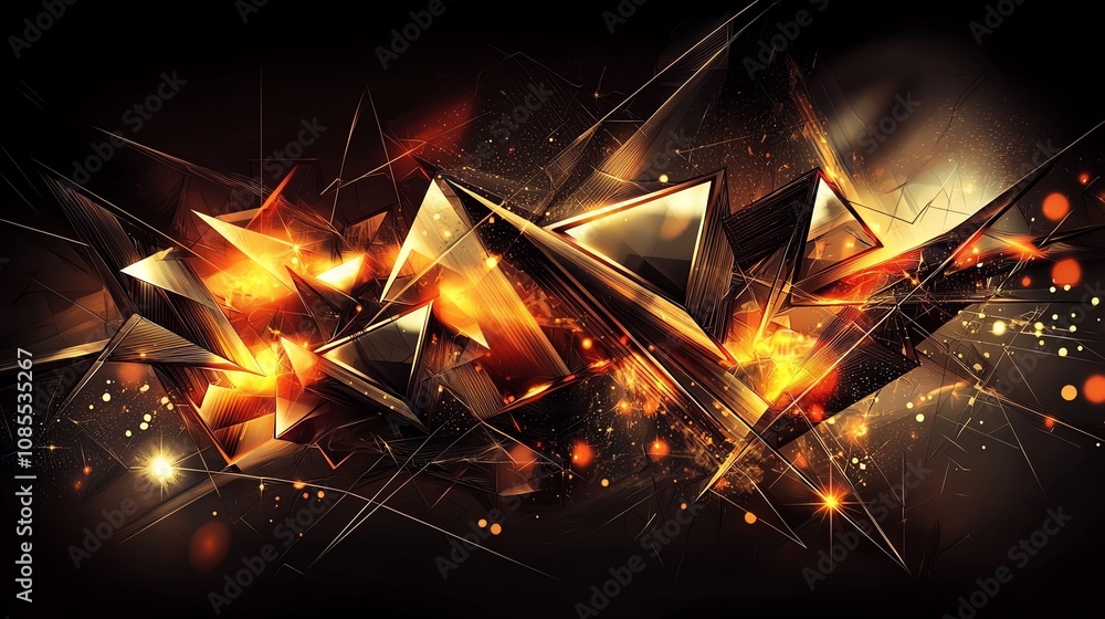 Glowing metallic crystals, abstract art. Glowing metallic crystals, abstract art.